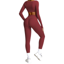 Damska souprawa leginsy i crop top z długim rękawem, jednokolorowa, spandex, nylon 9