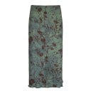 Damska spódnica midi w kolorze zielonym w stylu vintage z kwiatowym nadrukiem Elegancka spódnica z niskim stanem Lekka tkanina Letni styl boho 2