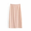 Damska spódnica w kwiaty z halką Równy dopasowany krój Rozparek z tyłu Drobnym wzór na jasnoróżowym tle Bawełna z poliestrem 1