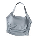 Damska sportig crop top med rund hals och öppna ryggar med rynkade sidor i en kroppsnäv passform för yoga och fitness 10