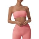 Dámska športová podprsenka bez ramienok vo štýle bandeau s rovnou hornou hranou a hladkým povrchom bez zapínania na jogu aj fitness 5