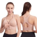 Dámska športová podprsenka so zipsom vpredu a zádami v tvare Y s prerezaním a širokými ramienkami s pružným spodným lemom 17