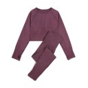 Dámska športová súprava Legíny a tričko s dlhým rukávom Jednofarebná fitness súprava z nylonu 8