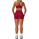 Dámska športová súprava s kraťasmi a športovou podprsenkou, nylon a spandex, jednofarebná, ideálna na cvičenie a voľný čas, pohodlná a štýlová 2