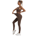 Dámska športová súprava s legínami a športovou podprsenkou, jednofarebná, nylon, spandex, pohodlná a štýlová pre fitness a cvičenie 4