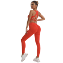 Dámska športová súprava s legínami a športovou podprsenkou, jednofarebná, nylon, spandex, pohodlná a štýlová pre fitness a cvičenie 5
