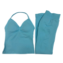 Dámska športová súprava s legínami a tielkom, jednofarebná, nylon, polyester, pohodlná a štýlová pre fitness a cvičenie 17