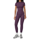 Dámska športová súprava s legínami a tričkom s krátkym rukávom, jednofarebná, nylon, polyester, pohodlná a štýlová pre fitness 6