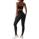 Dámská sportovní podprsenka bez ramínek ve stylu bandeau s rovným horním okrajem a hladkým povrchem bez zapínání na jógu i fitness 14