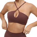 Dámská sportovní podprsenka s kříženými ramínky a výstřihem ve tvaru kapky nylon spandex pro fitness běh cvičení a trénink 5