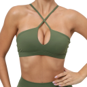 Dámská sportovní podprsenka s kříženými ramínky a výstřihem ve tvaru kapky nylon spandex pro fitness běh cvičení a trénink 6