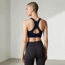Dámská sportovní podprsenka se zipem vpředu a zády ve tvaru Y s průstřihem a širokými ramínky s pružným spodním lemem na běh i fitness 12