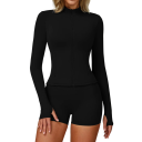 Dámská sportovní souprava s mikinou na zip a kratasy, jednobarevná, nylon, spandex, pohodlná a stylová, ideální pro fitness a volný čas 1