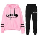 Dámska súprava s nápismi California, tepláky, mikina s kapucňou, polyester 3