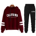 Dámska súprava s nápismi California, tepláky, mikina s kapucňou, polyester 6