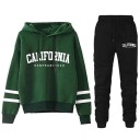 Dámska súprava s nápismi California, tepláky, mikina s kapucňou, polyester 5
