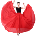 Dámská taneční sukně dlouhá kolová s vysokým pasem, lehký šifon, sukně pro flamenco, balet, lidové tance a scénická vystoupení 16