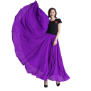 Dámská taneční sukně dlouhá kolová s vysokým pasem, lehký šifon, sukně pro flamenco, balet, lidové tance a scénická vystoupení 3