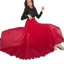 Dámská taneční sukně dlouhá kolová s vysokým pasem, lehký šifon, sukně pro flamenco, balet, lidové tance a scénická vystoupení 5