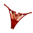 Dámská tanga se srdíčkovou výšivkou síťovaná průhledná s nastavitelnými pásky sexy spodní prádlo na každodenní nošení univerzální velikost 7