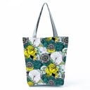 Dámská taška s květinovým potiskem Vyšší tvar s rozšířeným dnem 27 x 37 x 8 cm Dlouhá šedá ucha Polyester Motivy růží a vlčích máků 6