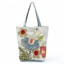 Dámska taška s kvetinovým potlačom Vyšší tvar s rozšíreným dnom 27 x 37 x 8 cm Dlhé šedé uši Polyester Motívy ruží a vlčích makov 13