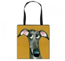 Dámska taška s potlačou psa cez celú prednú stranu Štvorcová nákupná taška s čiernymi uchami Polyester Rozmer 34,5 x 34,5 cm 4