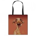 Dámska taška s potlačou psa cez celú prednú stranu Štvorcová nákupná taška s čiernymi uchami Polyester Rozmer 34,5 x 34,5 cm 10
