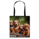 Dámska taška s potlačou psa cez celú prednú stranu Štvorcová nákupná taška s čiernymi uchami Polyester Rozmer 34,5 x 34,5 cm 17