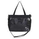 Dámska taška s priehľadnou prednou kapsou Zapínanie na zips Dve uši a dlhý popruh cez rameno Plátno a nylon 37 x 28,5 x 8 cm 2