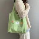 Dámska taška shopper cez rameno z plátna a polyesteru Pastelový potisk kvetín a hôr Rozmery 36 x 37 cm Dlhé ucha Na každý deň 3