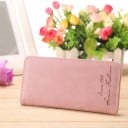 Dámská tenká peněženka z PU kůže Matný povrch se semišovým vzhledem Ozdobný nápis Dlouhý formát Do kabelky Rozměr 18 x 9 x 1 cm 5