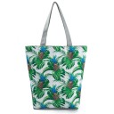 Damska torba płócienna z nadrukiem ananasów i tropikalnych liści Przestronny shopper z dwoma szarymi uchwytami 27 x 38 x 11 cm Płótno i poliester 2