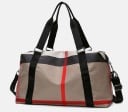 Damska torba podróżna w kratkę na weekend i wakacje Dwa uchwyty i odpinany pasek przez ramię Nylon Wymiary 32 x 21 x 52 cm 3