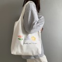 Damska torba shopper na ramię z płótna i poliestru Pastelowy nadruk kwiatów i gór Wymiary 36 x 37 cm Długie uchwy Na każdy dzień 2