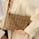 Damska torebka crossbody z plecionym wzorem 27 x 20 x 4 cm Z sztucznej skóry PU Masywne złote łańcuchy Długi pasek przez ramię 6