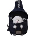 Damska torebka crossbody z płótna z pluszową owcą w przedniej kieszeni Pluszowe łapki i nóżki Pasek z nadrukiem napisów 22 x 14 x 3 cm 4
