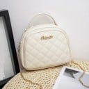 Damska torebka crossbody z rombowym pikowaniem Krótkie ucho na górze Złoty łańcuszek na ramię Zamek błyskawiczny PU skóra 20 x 18 x 5 cm 3