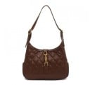 Damska torebka na ramię Pikowany wzór w romby Metalowe zapięcie w złotym odcieniu Zaokrąglony kształt Sztuczna skóra 29 x 21 x 6 cm 2