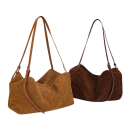 Damska torebka zamszowa na ramię 34 x 14 x 20 cm Przestronna skórzana torba Skóra bydlęca bawełna Elegancki miejski dodatek 1