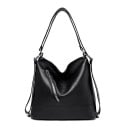 Dámská velká černá kabelka přes rameno z umělé kůže Prostorná měkká taška s dlouhým popruhem a kovovým kováním 35 x 35 x 16 cm 5