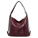 Dámská velká kabelka přes rameno z umělé kůže Měkká hobo taška se dvěma kapsami na zip Přední kapsa s klopou 35 x 32 x 14 cm 6