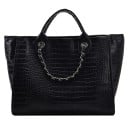 Dámská velká kabelka shopper 41 x 26 x 18 cm Umělá kůže s krokodýlí ražbou Krátká ucha a řetízkové popruhy přes rameno Do práce i na nákupy 4