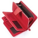 Dámská velká peněženka z umělé kůže 19,5 x 11 x 5 cm Poutko na zápěstí Přihrádka na zip Kapsy na karty Okénko na doklad Červená barva 2