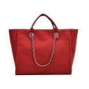 Dámská velká plátěná kabelka přes rameno 31 x 24 x 16 cm Dvě krátká ucha Řetízkové popruhy propletené páskem Plátno a polyester 6
