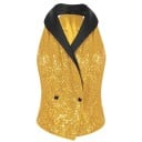 Dámská vesta s flitry a klopovým límcem bez rukávů polyester elegantní střih pro společenské nošení a večerní outfit 8