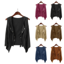 Dámská vesta s třásněmi a knoflíky bez rukávů polyester modrá krátký střih pro volnočasové nošení a letní vrstvení 7