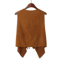 Dámská vesta s třásněmi a knoflíky bez rukávů polyester modrá krátký střih pro volnočasové nošení a letní vrstvení 8