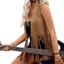 Dámská vesta s třásněmi a kovovými cvočky bez zapínání polyester elastan bez rukávů pro volnočasové nošení a stylové vrstvení 6