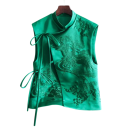Dámská vesta s výšivkou a zavazováním na boku bez rukávů polyester elegantní střih pro společenské nošení i stylové vrstvení 2